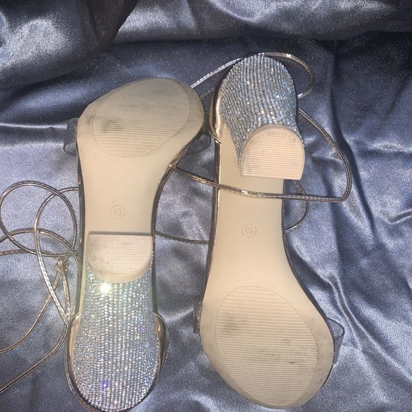 LALA IKAI Rose Gold Wrap Sandals Bling 43 - Picture 8 of 9